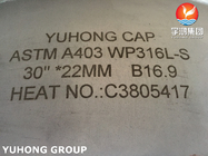 Büyük Kalınlık ASTM A403 WP304L Paslanmaz Çelik Kapağı
