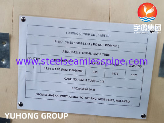 ASTM A213 TP316L Paslanmaz Çelik Dikişsiz Tüp, Sıcaklık Değiştiricisi ET HT için Yüksek Korozyona Direnci