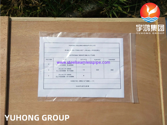 Korozyona Direnci ASTM B444 N06625 Konolsuz Dikişsiz U Bend Tüp