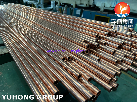ASTM B111 UNS C12200 / CW024A dikişsiz bakır tüp, DHP ısı değiştiricisi tüpü