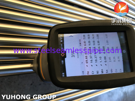 ASTM A269 TP316L Deniz suyu ekipmanları için parlak kızartılmış dikişsiz boru