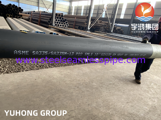 ASME SA335 P22 10&quot; SCH120 Dikişsiz Kazan Boruları Siyah Boyalı Beveled Son