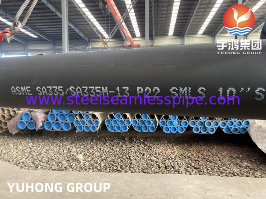 ASME SA335 P22 10&quot; SCH120 Dikişsiz Kazan Boruları Siyah Boyalı Beveled Son
