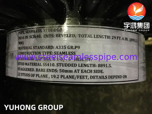 ASME SA335 P9 Reformer Konveksiyon Bölümü için Helical Studs OD 10 ila 508mm ile HFW Tüpü
