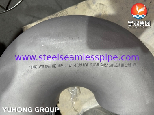 ASTM B366 NO8810 Deg 180 Geri dönüş dirseği Deniz suyunun korozyon direnci