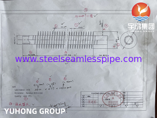 ASME SA179 Fin Tube Embedded Type with A1060 Aluminium Fins Pull Test Pass (A1060 Alüminyum Fin Çekim Sınavı Geçerli)