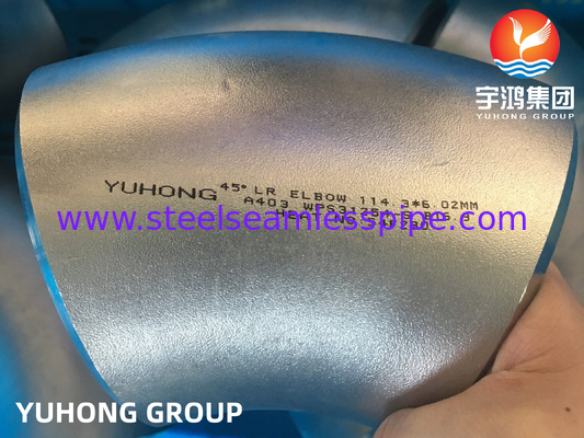 Paslanmaz Çelik Fittings ASTM A403 WPS31254-S 90°LR 45°LR ELBOW B16.9