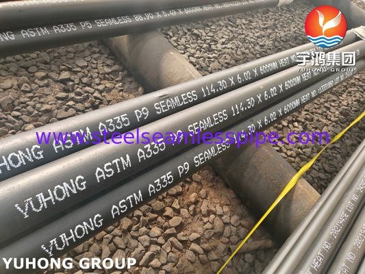 ASTM A335 / ASME SA335 P9 Alaşımlı çelik dikişsiz boru Siyah Boyalı Beveled Son