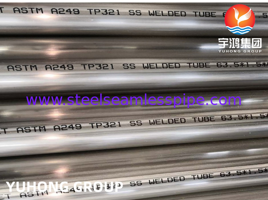 ASTM A249 TP321 Paslanmaz çelik kaynaklı boru Parlak kızartılmış kazan, ısı değiştiricisi ve süper ısıtıcı uygulaması