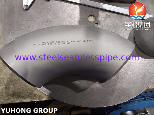 ASTM A815 S32750 Dupleks Paslanmaz Çelik Bağlama Dirseği 90 Derece Uzun Yarıçap Buttweld B16.9