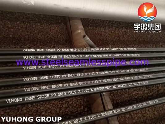 ASTM A335 P9 Yüksek Sıcaklık için Ferritik Alaşım Çelik Boru 88.9MM X 7.62MM