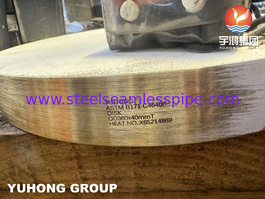 ASTM B171 C46400 Donanma Bakır Disk Bakır Alaşımlı Plaket Tüp Yaprakları Borma Isı Değiştiricisi Bileşenleri İçin