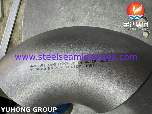 ASTM A403 WP304H Paslanmaz Çelik Dirsek 90° Kısa Yarıçaplı Alın Kaynaklı Dikişsiz B16.9