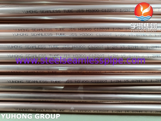 JIS H3300 C1220T HVAC sistemleri için Dikişsiz Bakır Alaşımlı Boru