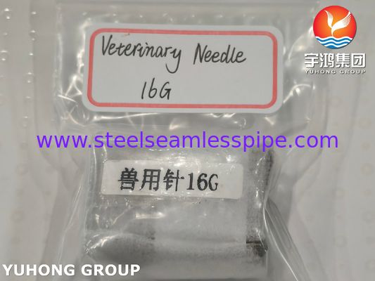 Stainless Steel Medical Tri-bevelled Veterinary Needle Tube / Cannula For Injection 16G