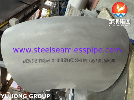 ASTM B366 WPHC276 / UNS N10276 BW Boru Fittings Hastelloy C276 Dirseği 45 derece 90 derece