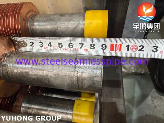 Kaldırıcılar ve Ekonomizatörler için gömülü kanatlı borular A106 Gr.B Temel Bakır Kanatları