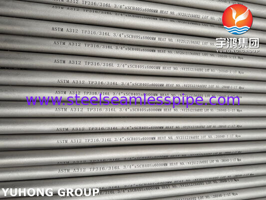 ASTM A312 TP316L / UNS S31603 / EN 1.4404 Endüstri için paslanmaz çelik dikişsiz boru