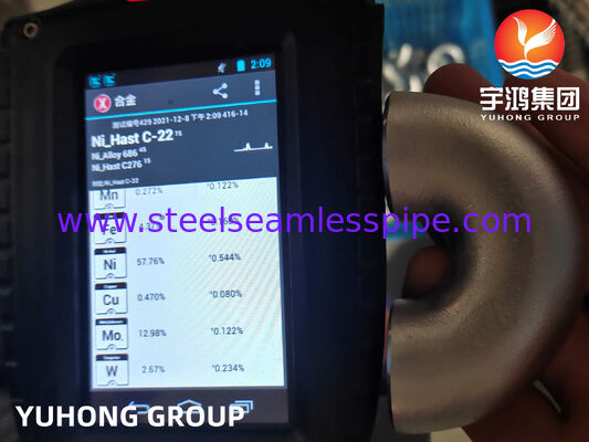 ASTM B366 HASTELLOY C22 UNS N06022 Düşük C-Ni-Mo-Cr Alaşımı 180° SR Dirseği Dönüş Eğimi