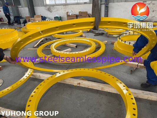 ASME SA516 Gr.70 Karbon Çelik Shell Flange Ring, OD ~1939mm × ID ~1568mm × THK 97mm ve Isı Değiştiricileri için Hassaslıklı Bolt Deşikleri