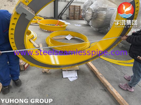 ASME SA516 Gr.70 Karbon Çelik Shell Flange Ring, OD ~1939mm × ID ~1568mm × THK 97mm ve Isı Değiştiricileri için Hassaslıklı Bolt Deşikleri