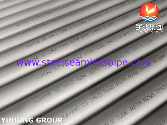 ASTM A268 TP430, UNS S43000 Paslanmaz Çelik Dikişsiz Tüpler Isı Değiştiricisi Tüpler için