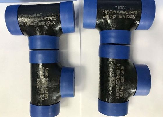 ASTM A860 WPHY60 / 42/52/65/70/80 TEE, DİRSEK 2 &quot;SCH80 BW ASME B16.9 Siyah Yüzey VEYA Renk Kaplama