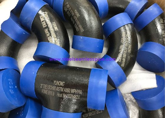 ASTM A860 WPHY60 / 42/52/65/70/80 TEE, DİRSEK 2 &quot;SCH80 BW ASME B16.9 Siyah Yüzey VEYA Renk Kaplama