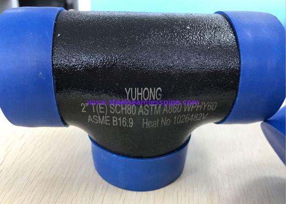 ASTM A860 WPHY60 / 42/52/65/70/80 TEE, DİRSEK 2 &quot;SCH80 BW ASME B16.9 Siyah Yüzey VEYA Renk Kaplama