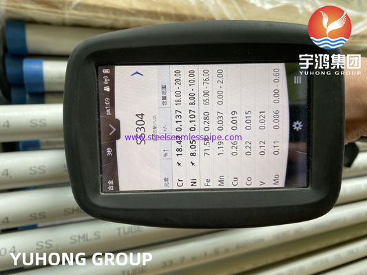 ASTM A213 TP304 / TP304L Paslanmaz Çelik Isı Değiştiricisi için Dikişsiz Tüp