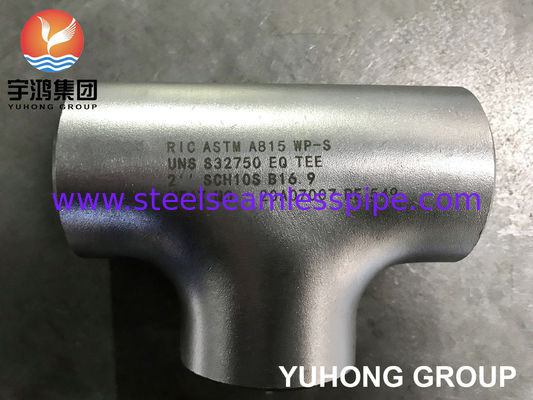 ASTM A815 S32750 Süper Dubleks Paslanmaz Çelik Eşit Tee, Klorür Servisi Kabiliyetli Alın Kaynaklı Bağlantı Parçası
