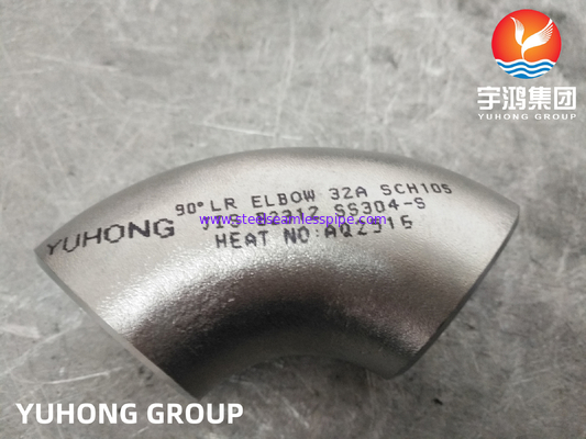 JIS B2312 SUS 304 dirseği Japon Standart Paslanmaz Çelik Buttweld Fitting