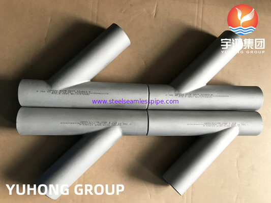 Çifte çelik ASTM A815 S31803, Y şeklindeki Tee, Butt Weld Pipe Fitting B16.9