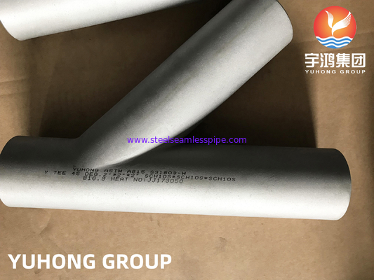 Çifte çelik ASTM A815 S31803, Y şeklindeki Tee, Butt Weld Pipe Fitting B16.9