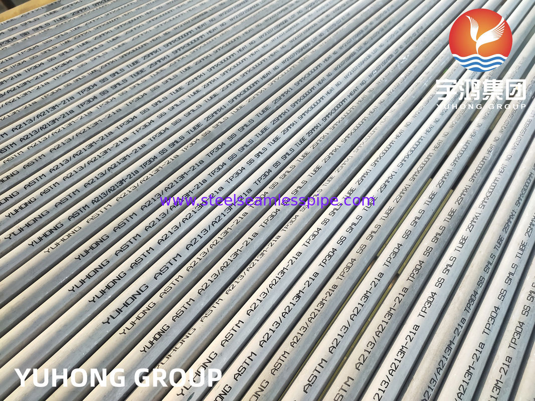 ASTM A213 TP304 Paslanmaz Çelik Dikişsiz Tüpler Isı Değiştiricisi ve Kazan için Turşulanmış ve Arıtılmış
