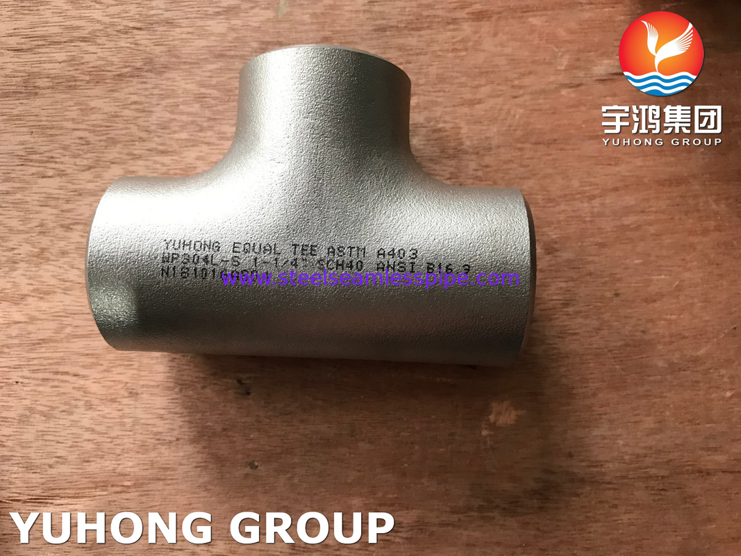 ASTM A403 WP304L-S Tee Alın Kaynaklı Tee B16.9 Yağ Gaz İçin