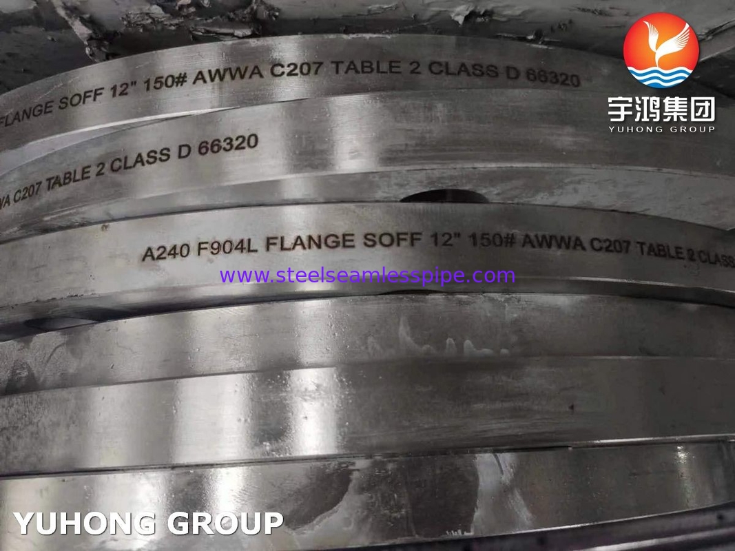 ASTM A240 F904L paslanmaz çelik AWWA C207 Tablo 2 FF Flange üzerinde D Sınıfı Kayma