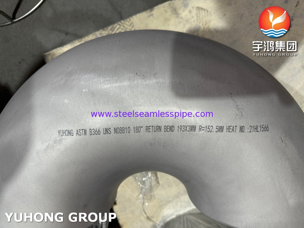 ASTM B366 NO8810 Deg 180 Geri dönüş dirseği Deniz suyunun korozyon direnci