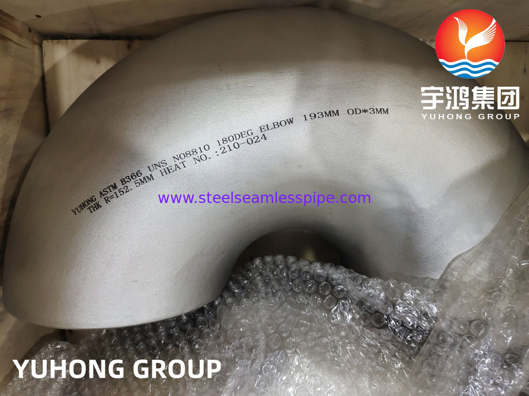 ASTM B366 UNS N08810 Incoloy 800H Nikel Alaşımlı Çelik 180° Dirseği B16.9