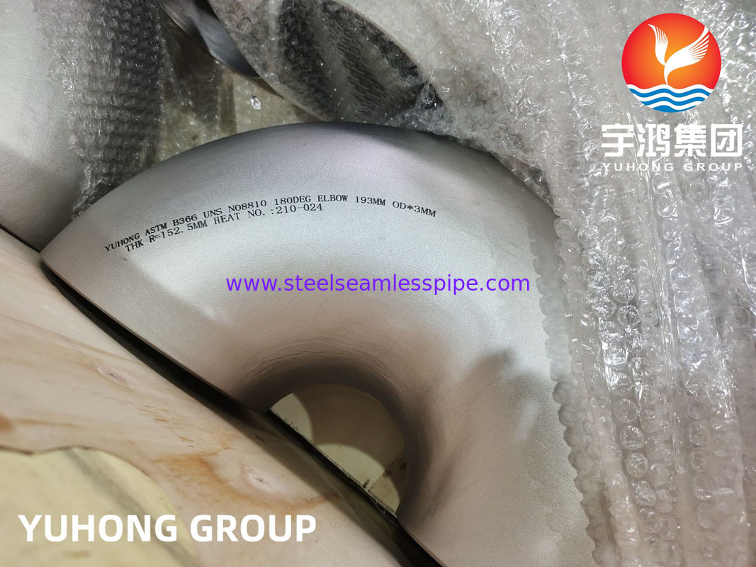 ASTM B366 UNS N08810 Incoloy 800H Nikel Alaşımlı Çelik 180° Dirseği B16.9