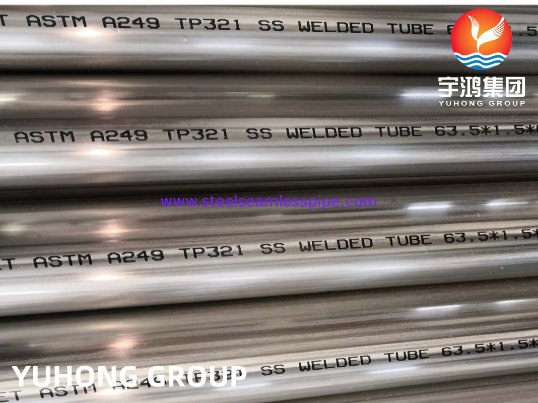 ASTM A249 TP321 Paslanmaz çelik kaynaklı boru Parlak kızartılmış kazan, ısı değiştiricisi ve süper ısıtıcı uygulaması