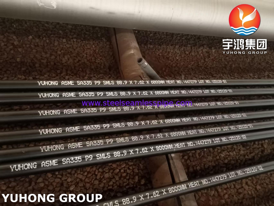 ASTM A335 P9 Yüksek Sıcaklık için Ferritik Alaşım Çelik Boru 88.9MM X 7.62MM