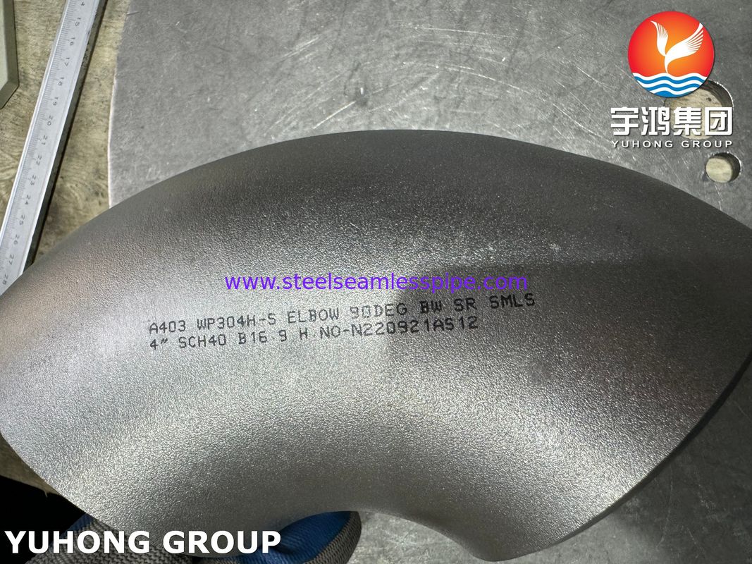 ASTM A403 WP304H Paslanmaz Çelik Dirsek 90° Kısa Yarıçaplı Alın Kaynaklı Dikişsiz B16.9