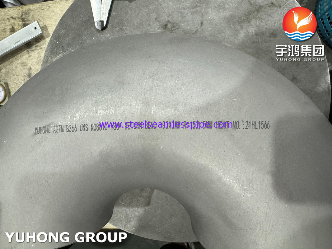 ASTM B366 N08810 Nikel Alaşımlı 180° Yüksek Sıcaklık Boru Bağlantısı için Dönüş Dirseği