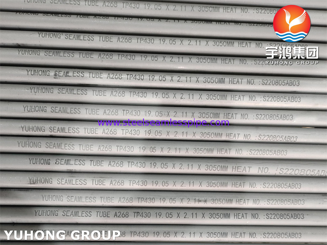 ASTM A268 TP430 Yüksek Sıcaklık Hizmeti İçin Dikişsiz Ferritik ve Martensitik Paslanmaz Çelik Boru