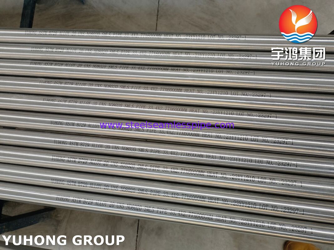 ASTM B729 Alaşım20 (UNS N08020) Dikişsiz tüp, Asitli ortamlarda korozyona dayanıklı