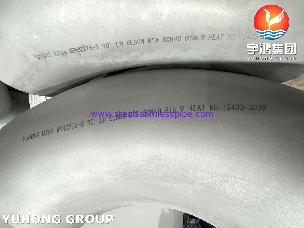 ASTM B366 Hastelloy WPHC276 / N10276 90 LR Dirsek, Kimyasal Reaktörler İçin B16.9 Boru Bağlantı Parçası