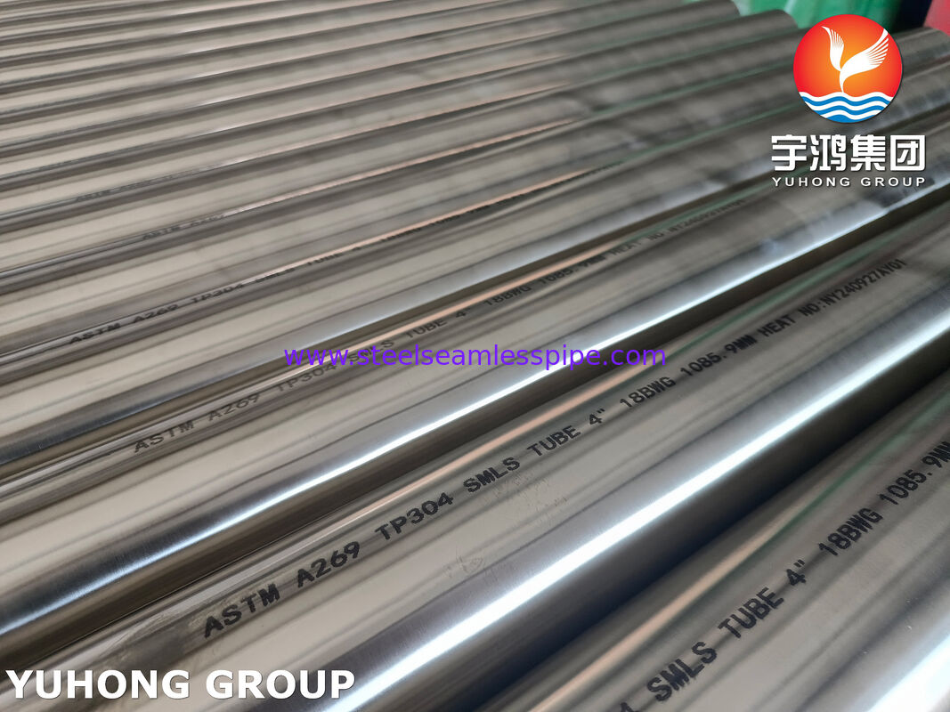 Parlak Annealed ASTM A269 TP304 Buharlaştırıcı için Paslanmaz Çelik Dikişsiz Tüpler 4 "18BWG