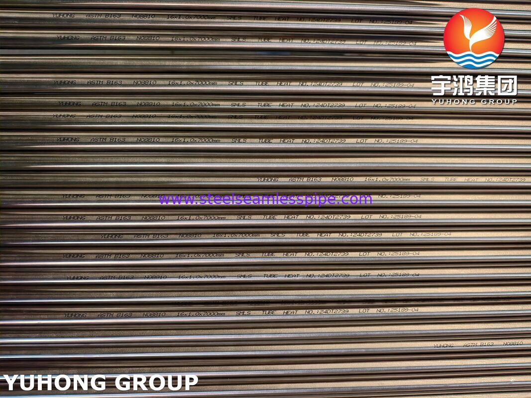 Nikel ve Nikel Alaşımı Dikişsiz Tüp Kondansör ve Isı Değiştiricisi Tüpleri ASTM B163 N08810 ASTM B163 UNS N08800、UNS N08810、UNS N08811、UNS N08825