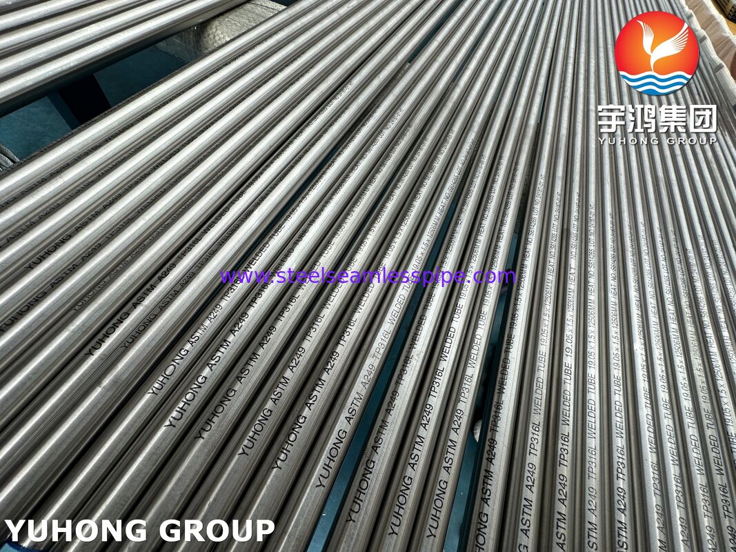 ASTM A249 / ASME SA249 TP316L Havalandırıcılar için Parlak Kaynatılmış Paslanmaz Çelik Kaynatılmış Tüp